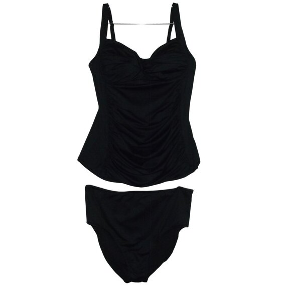 Soft Surroundings Tankini Swimsuit Womens Medium Black Built In Bra top&bottoms - Picture 1 of 12